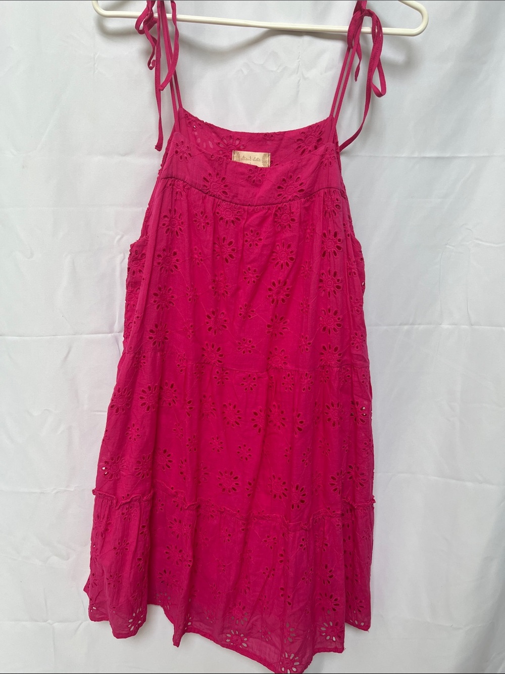 Bright Pink Altar’d State Eyelet Tie-Strap Sundress